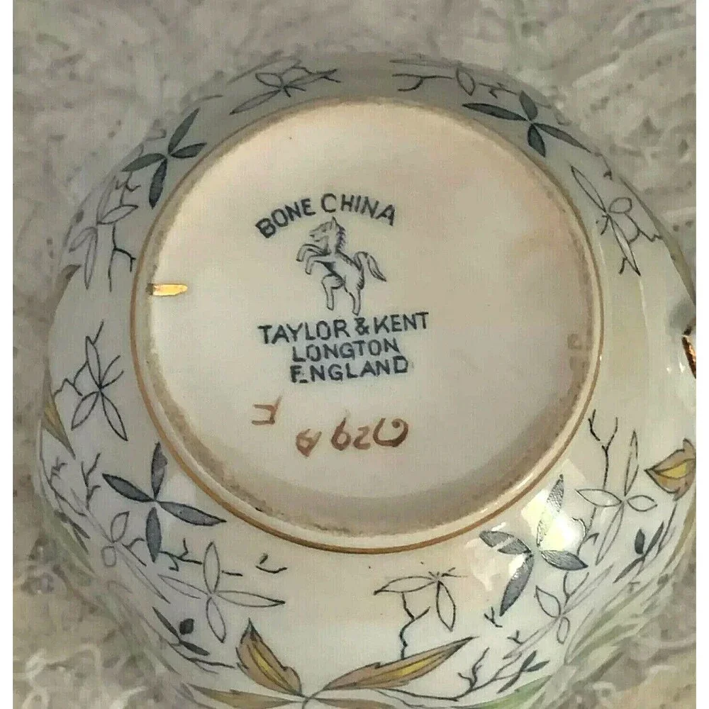Bone China Cup & Saucer Taylor Kent Longton Scalloped Edge 1940s England
